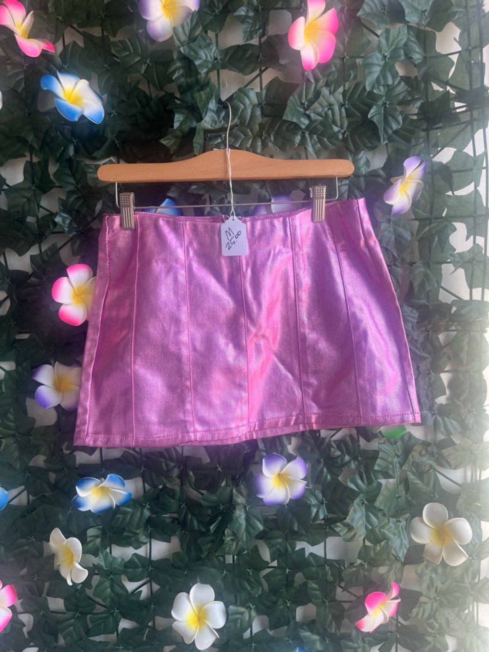 Vintage Metallic Pink Mini Skirt